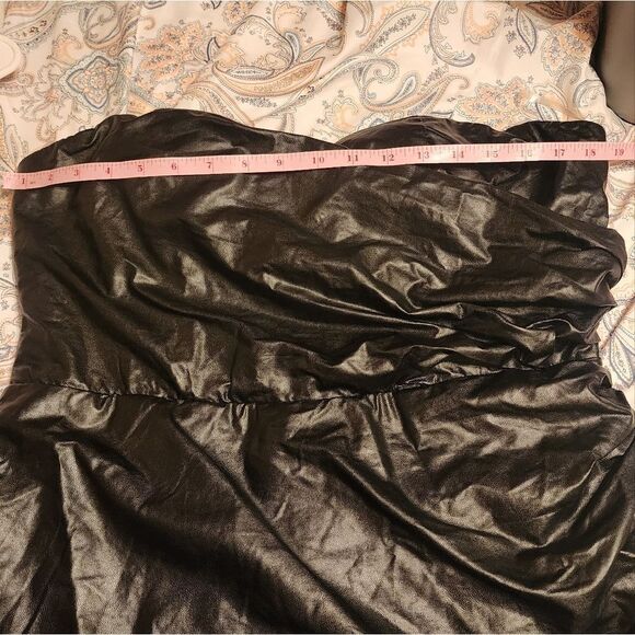 Collective The Label Black Strapless Faux Leather Mini Dress Us 12 - Picture 8 of 9